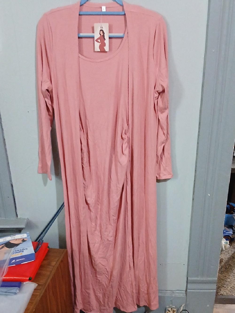 Womens Maternity & Cardigan Maxi Dress Set